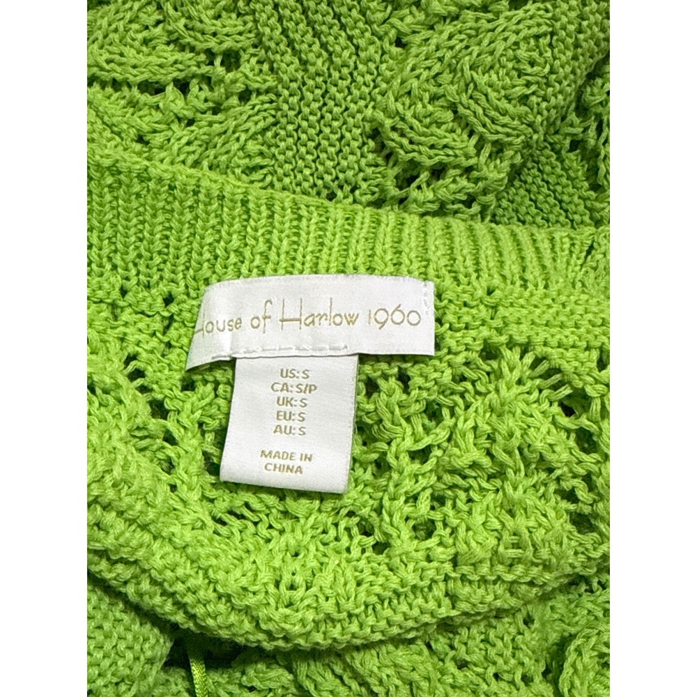 House of Harlow 1960 Neon Green Crochet Halter Maxi Dress Open Back size Sโ New - Picture 12 of 12